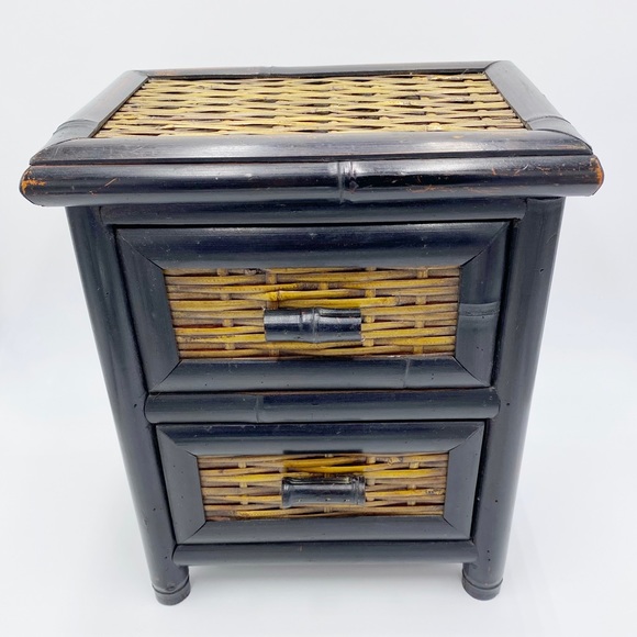 Mini Rattan Cabinet / Jewelry Box With 2 Drawers - Picture 1 of 11